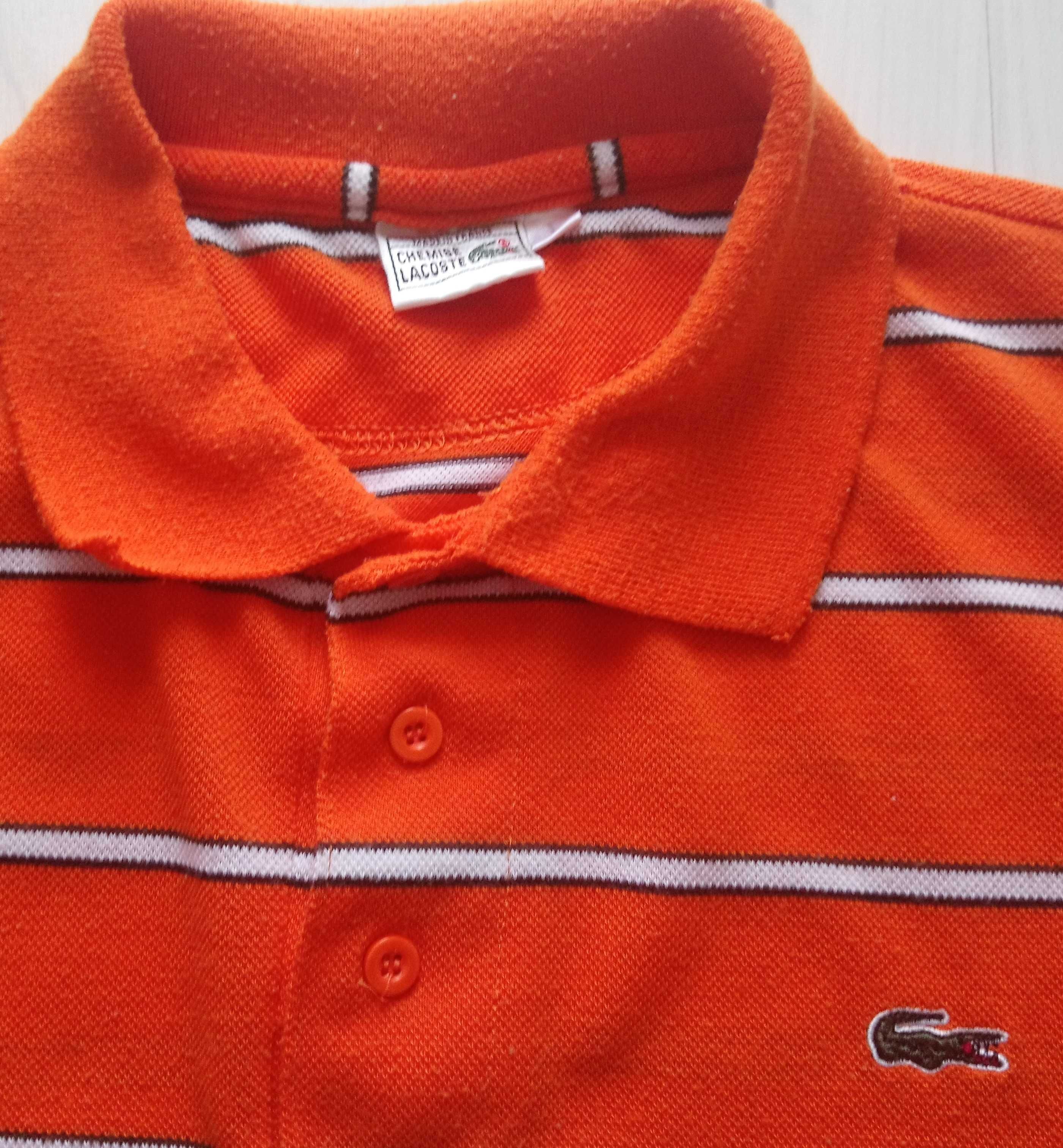 Piękna męska koszulka polo LACOSTE rozmiar L pomarańczowa