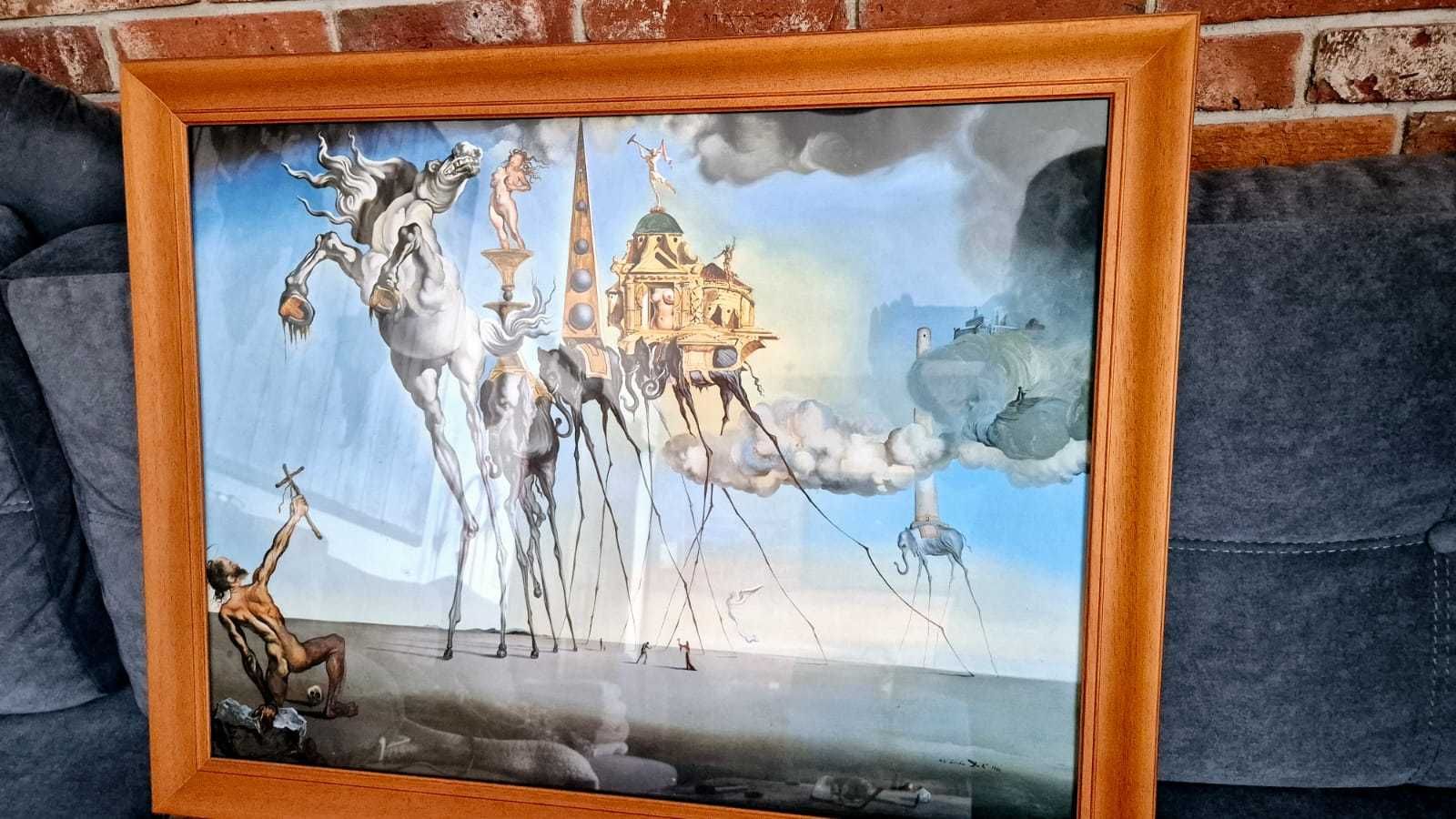 Piękny obraz Salvadore Dali w ramie 62 x 79 cm, Kuszenie św, Antoniego