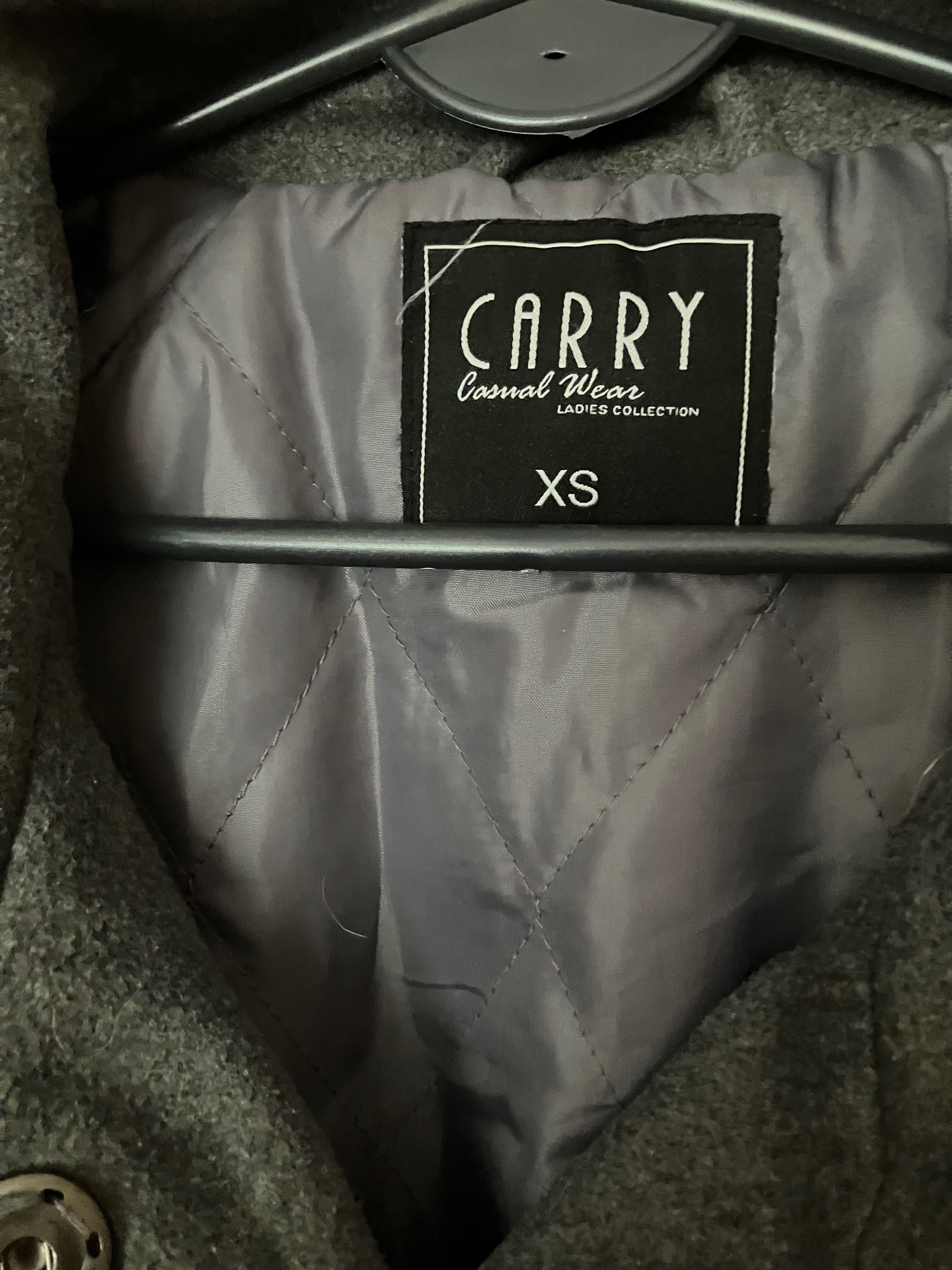Szary płaszcz bdb z paskiem Carry xs/ s