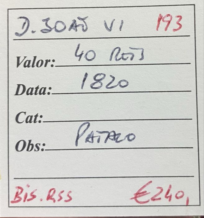 Moeda 40 Reis D JOAO VI - 1820
