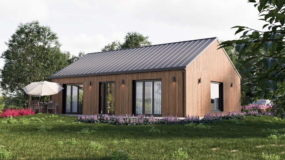 Dom Parterowy Prefabrykowany 90m2 L1 LUGRO, Nowoczesny i Funkcjonalny