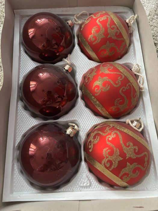 Bombki szklane czerwone/bordo srednica 10 cm