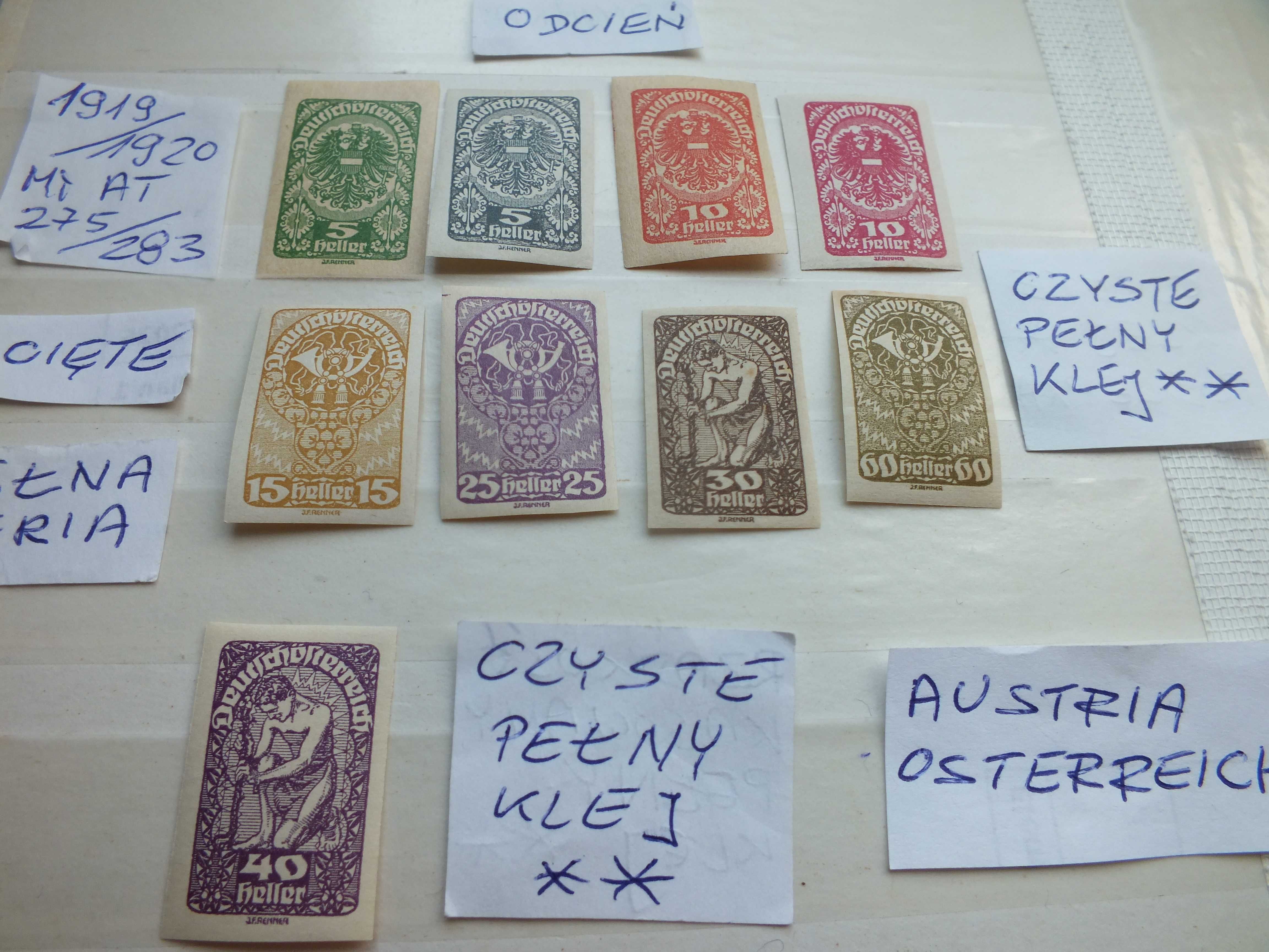 9szt.znaczki seria Mi275 cięte AUSTRIA 1919 Osterreich SYMBOLE czyste*