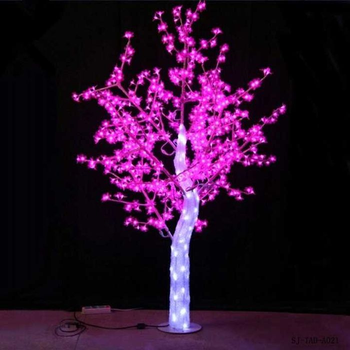 DUŻE Zewnętrzne drzewko LED AKRYL RÓŻOWY + FLASH 1,8 M