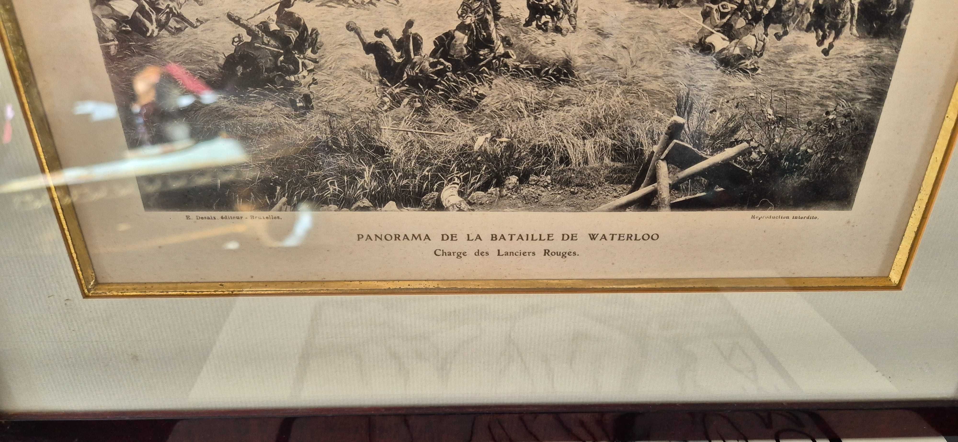 Obraz litografia Napoleon Panorama Bitwy pod Waterloo antyk dekor