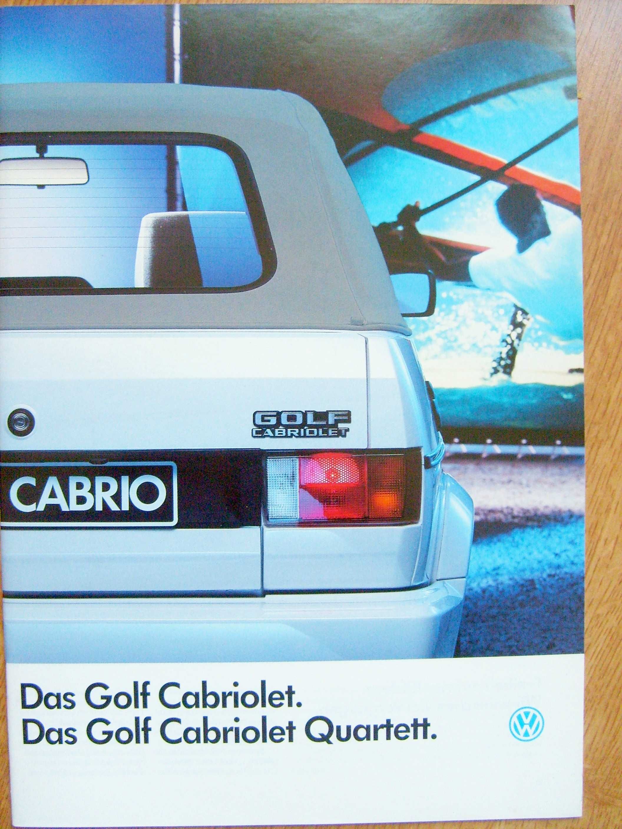 VW Volkswagen Golf Mk1 Cabriolet Karmann 1990 * prospekt 32 str. BDB