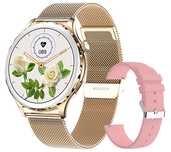 smartwatch damski rubicon rncf02-2 złoto-złoty + różowy silikonowy