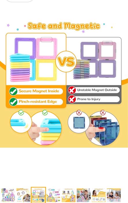 Klocki magnetyczne dla dzieci 42 sztuki dla 3 4 5 6 7 8 lat