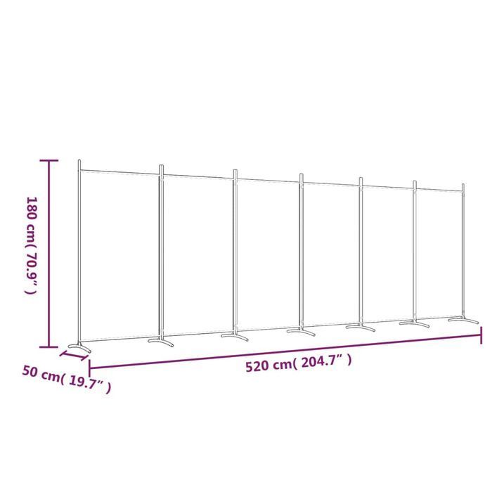 vidaXL Parawan 6-panelowy, brązowy, 520x180 cm, tkanina