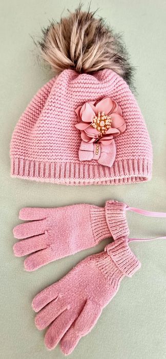 Mayoral Komplet 3 częściowy Czapka Komin Rękawiczki Różowy 104 cm