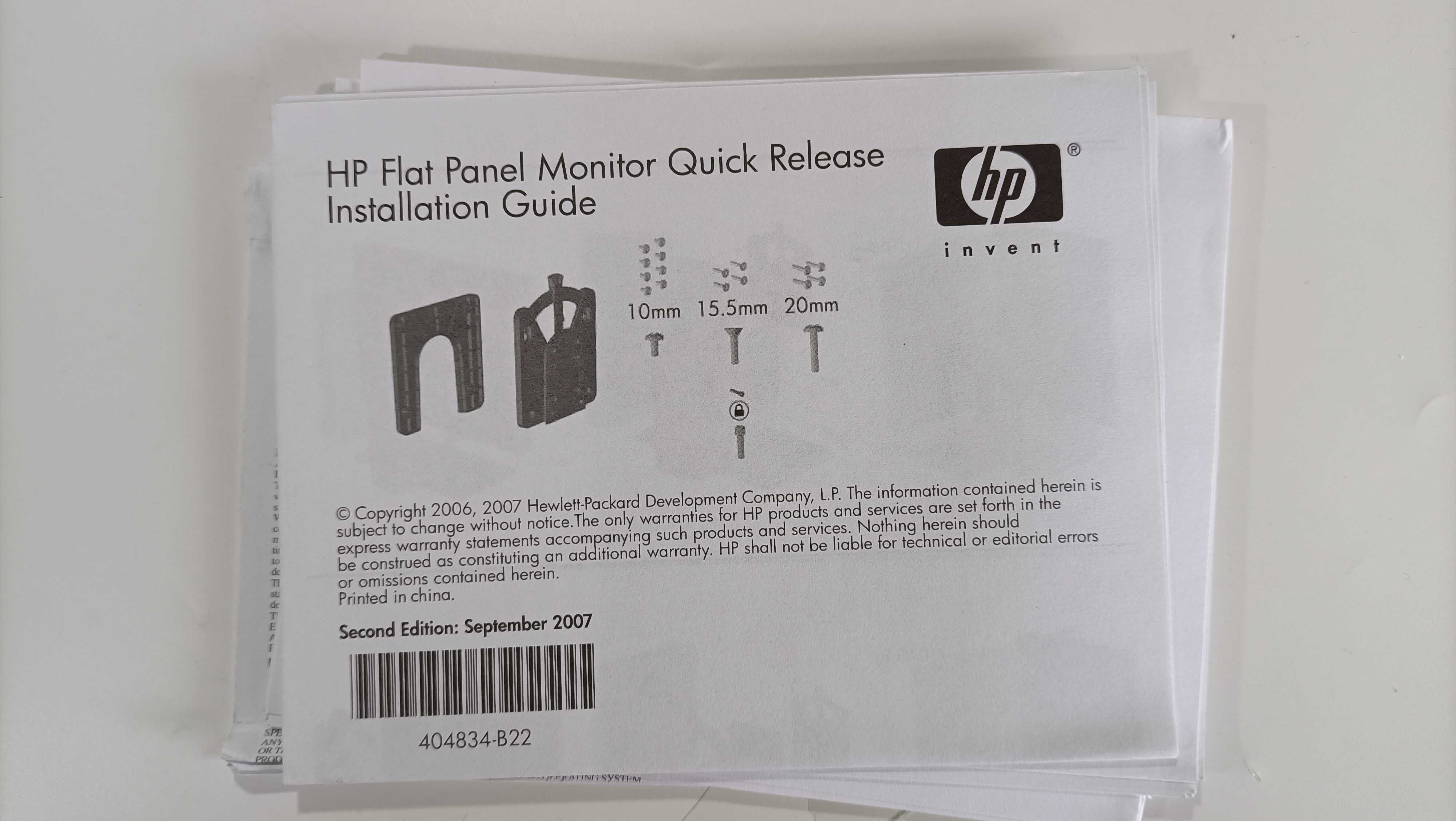 Suporte VESA HP Quick Release monitor mount