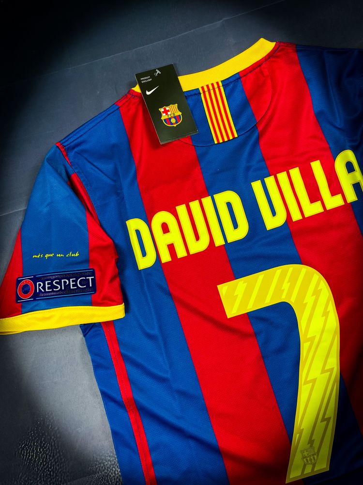Vintage T-shirt David Villa #7 Barcelona Nike Dri-Fit Champions League