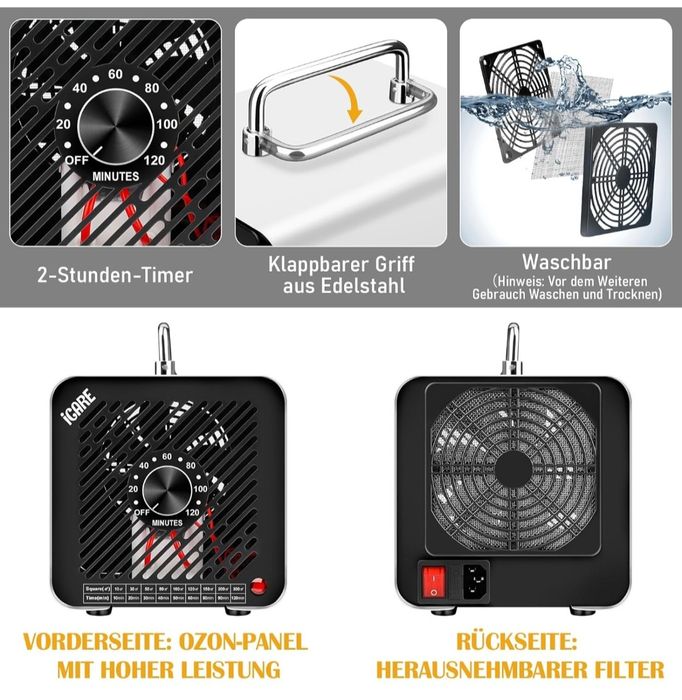 Gerador de Ozono iCare 30 000 mg/h — Industrial com Temporizador 120 m