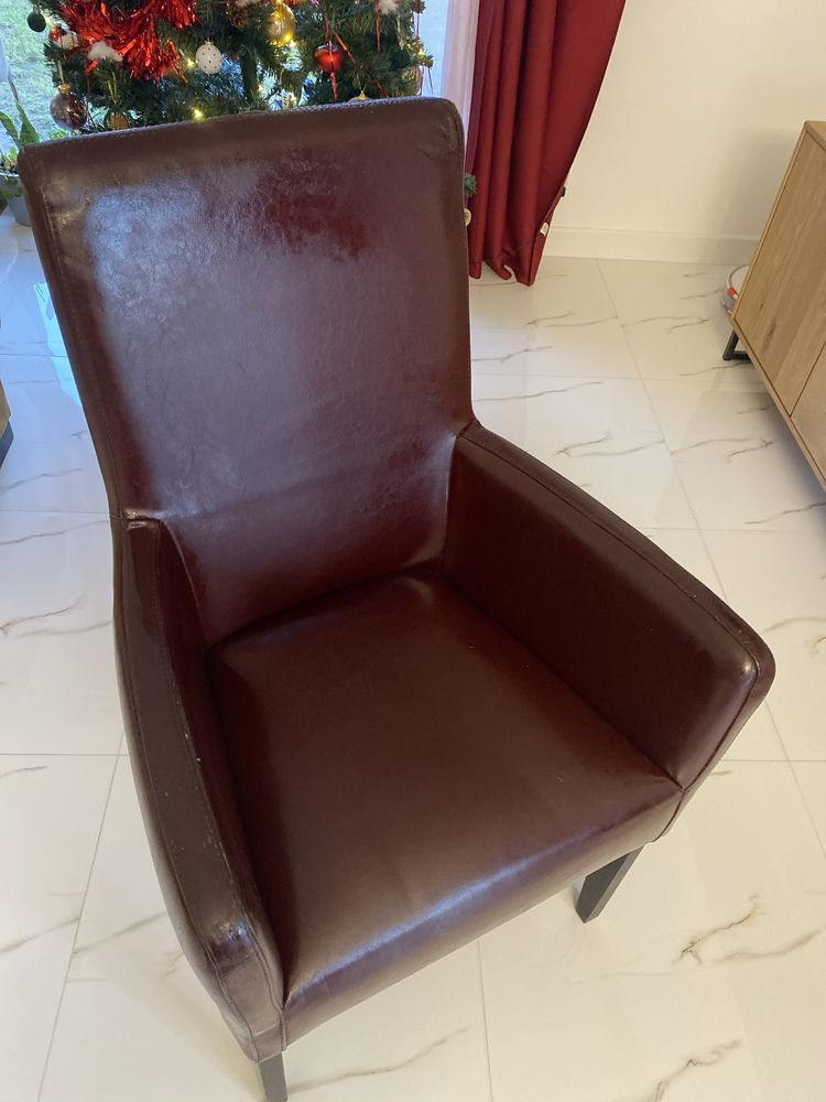 Fotel ze skóry naturalnej ciemny bordo, fotel skorzany