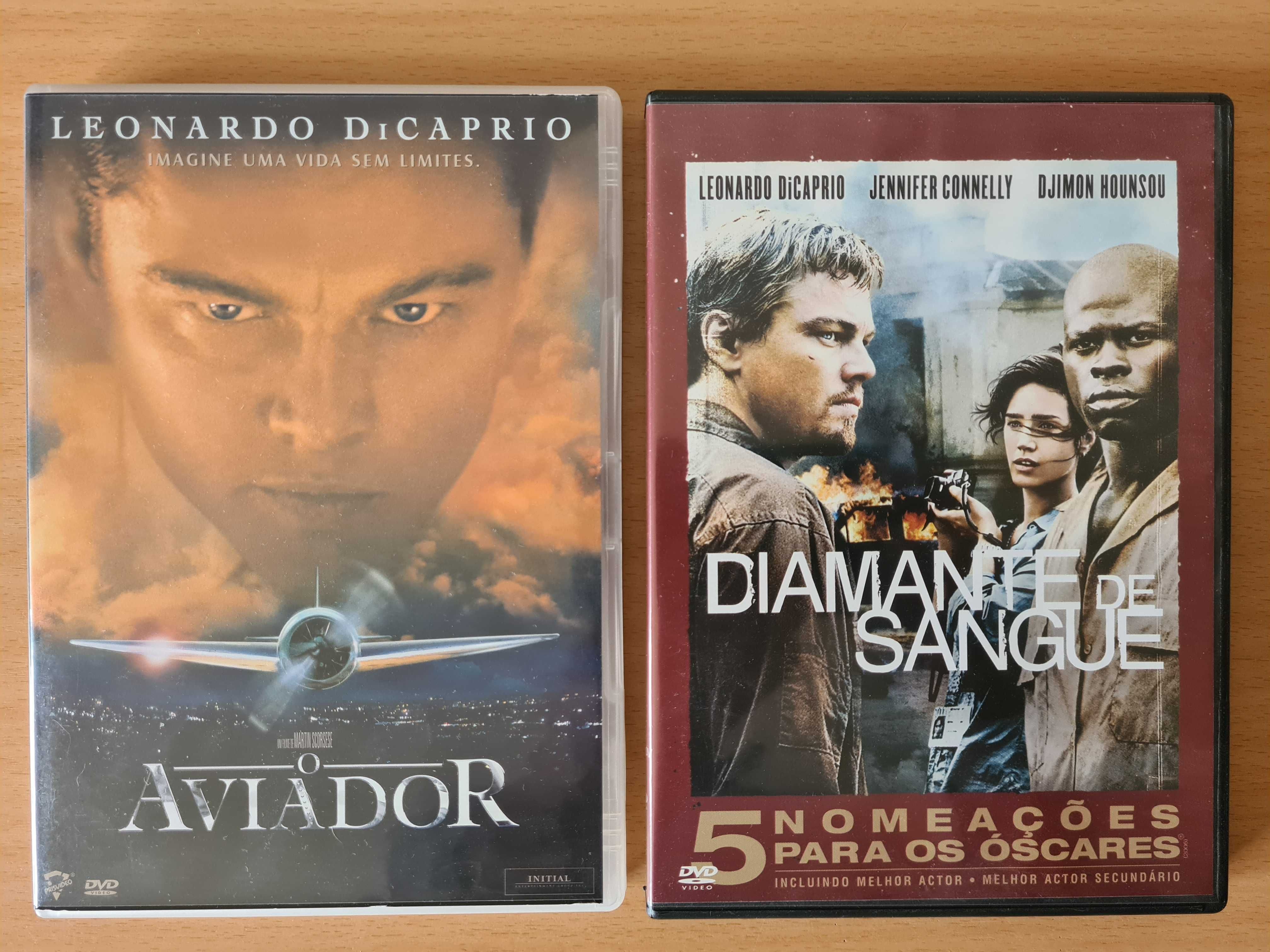 2 filmes em DVD com Leonardo DiCaprio: O Aviador e Diamantes de Sangue