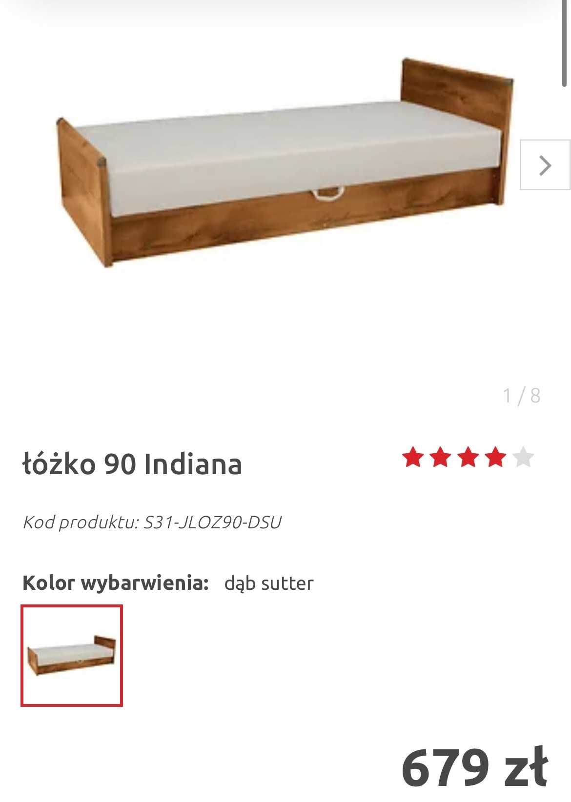 Nowe łóżko Indiana BRW z materacem Tiago Standard, 2 materac gratis