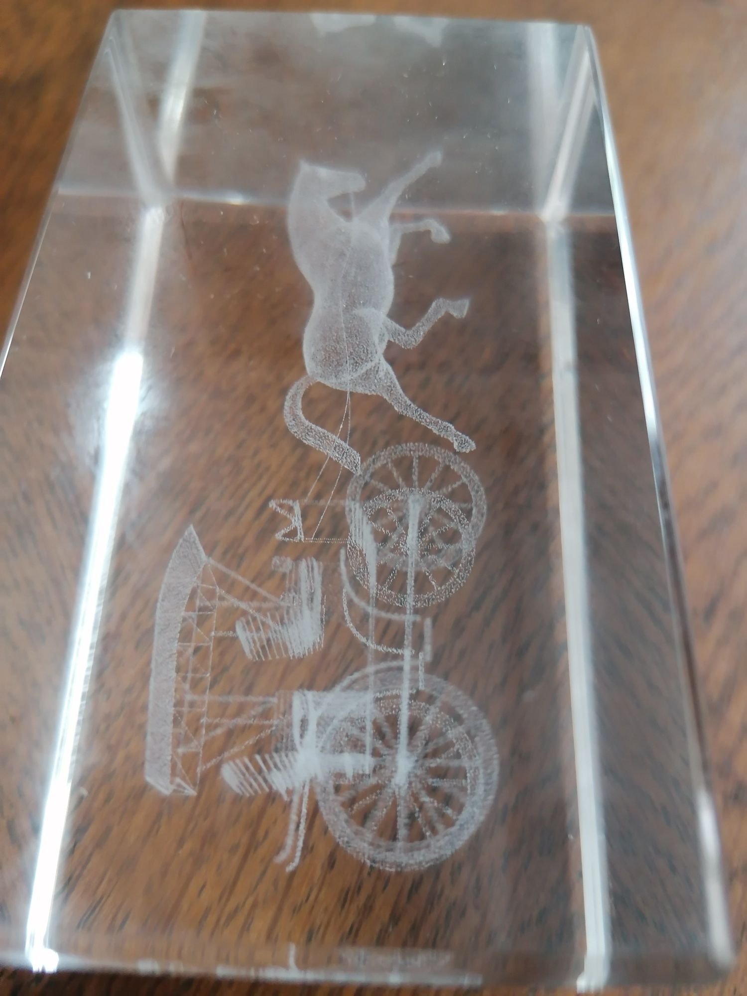 Szkło Kryształ 3D koń dorożka