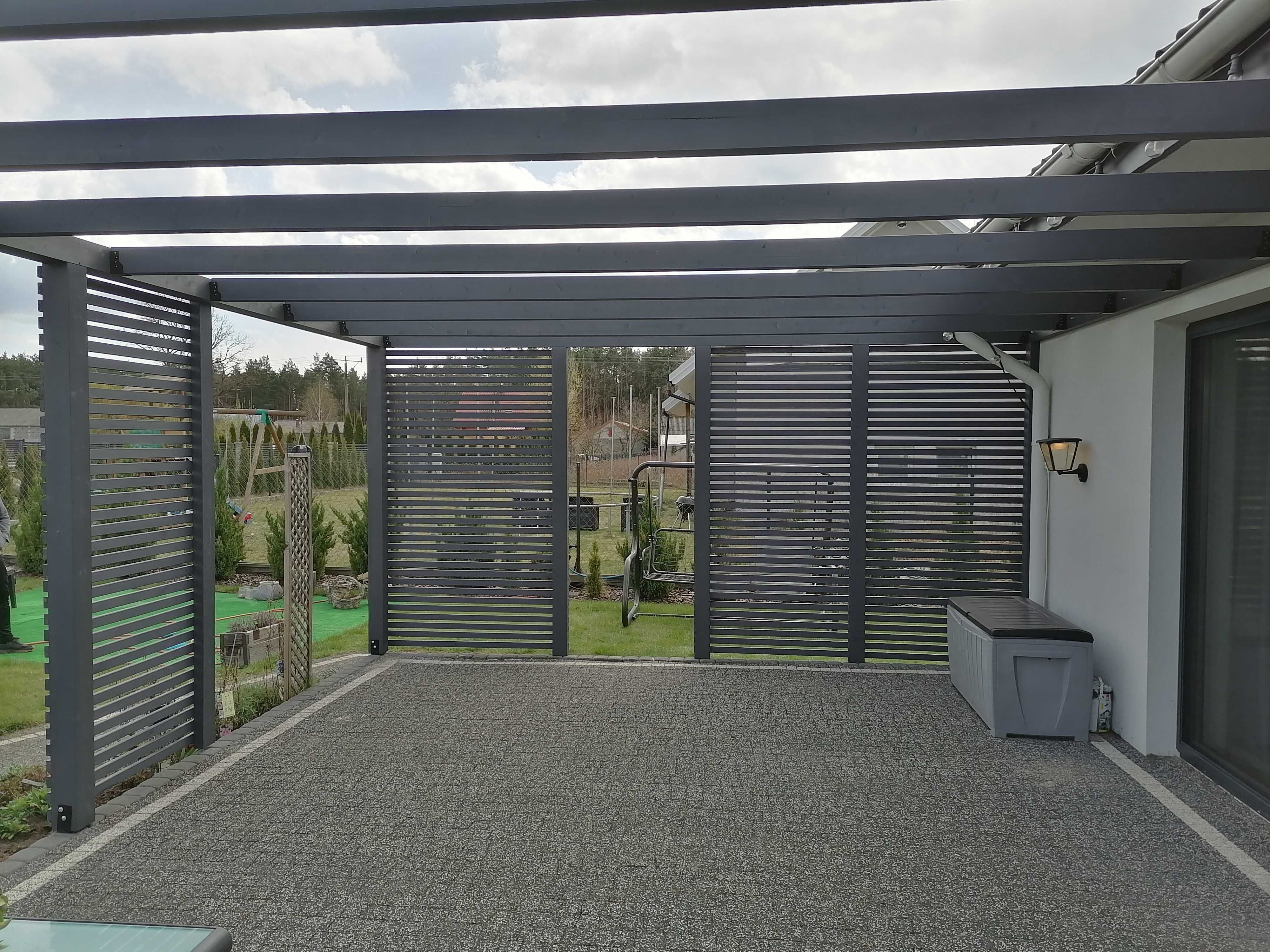 Pergola tarasowa na wymiar BSH, zadaszenie poliwęglan lity, taras