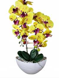 Storczyk Sztuczny Żółty Nakrapiany Lateksowe Kwiaty Ładny Magnolit