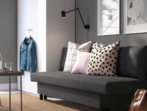 Sofá-cama 3 lugares cinza escuro