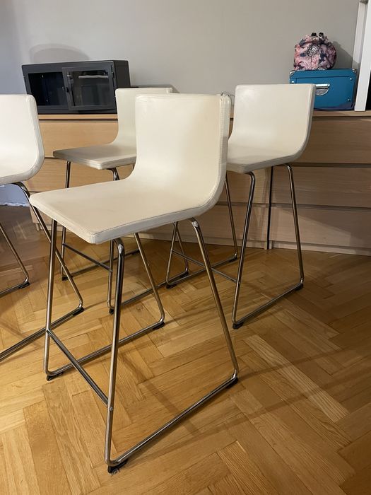 2 hokery skórzane wysokie krzesła IKEA BERNHARD