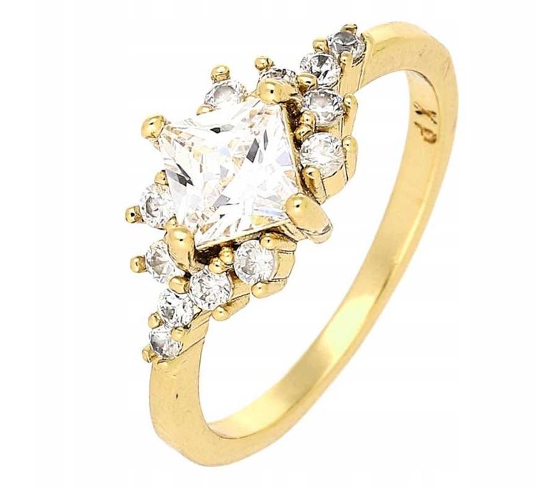 Pierścionek złoty z BRYLANCIKAMI stal chirurgiczna 6/16mm CUDO CV18