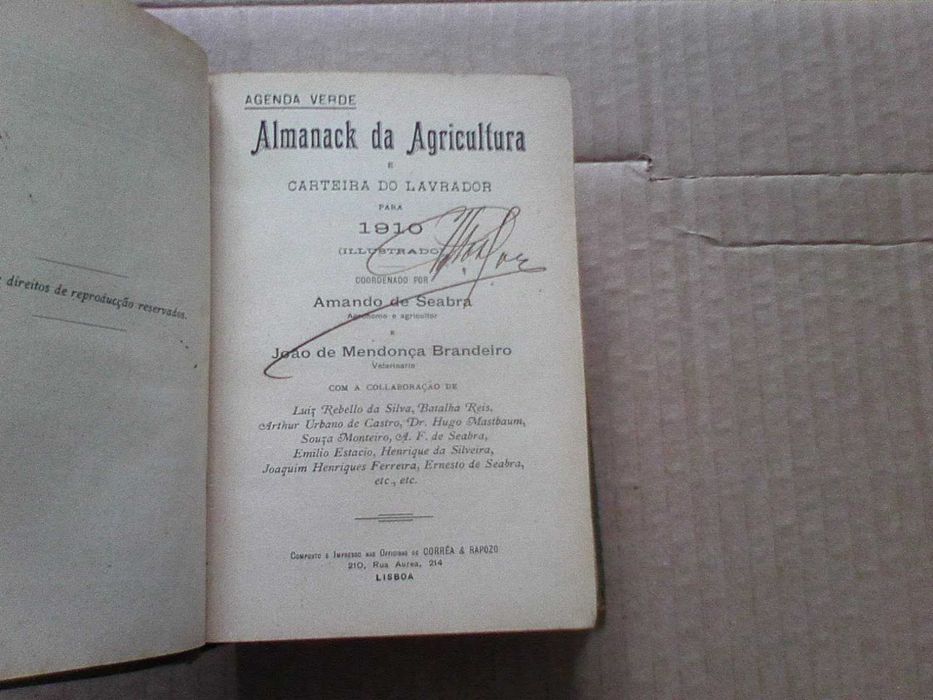 Agenda Verde - Almanack da Agricultura e carteira Lavrador para 1910