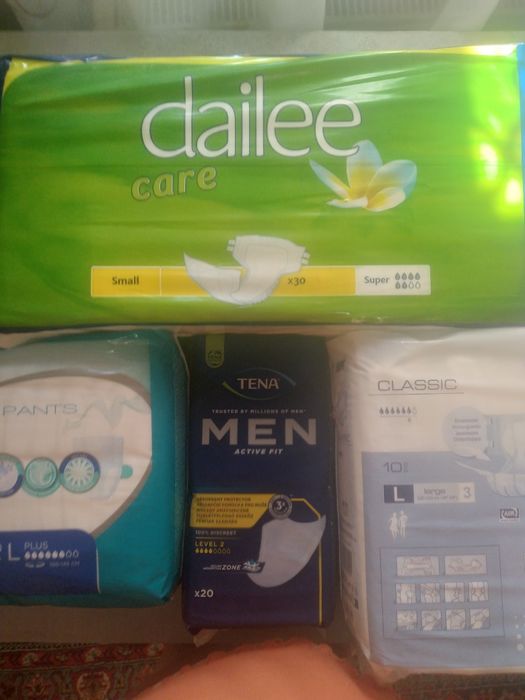 Памперси для дорослих S. M. XL. Чоловічі  прокладки.Пелюшки 60 на 60.