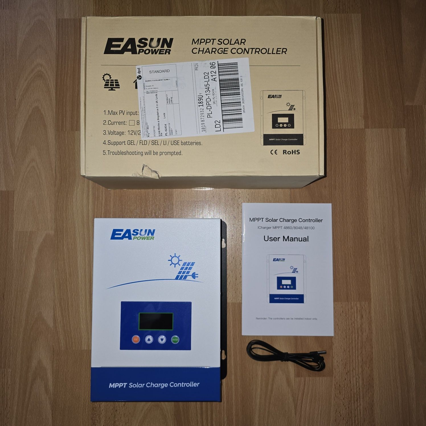 Regulator ładowania EASUN 100A MPPT od 12 V do 48 V Max. nap. 150V
