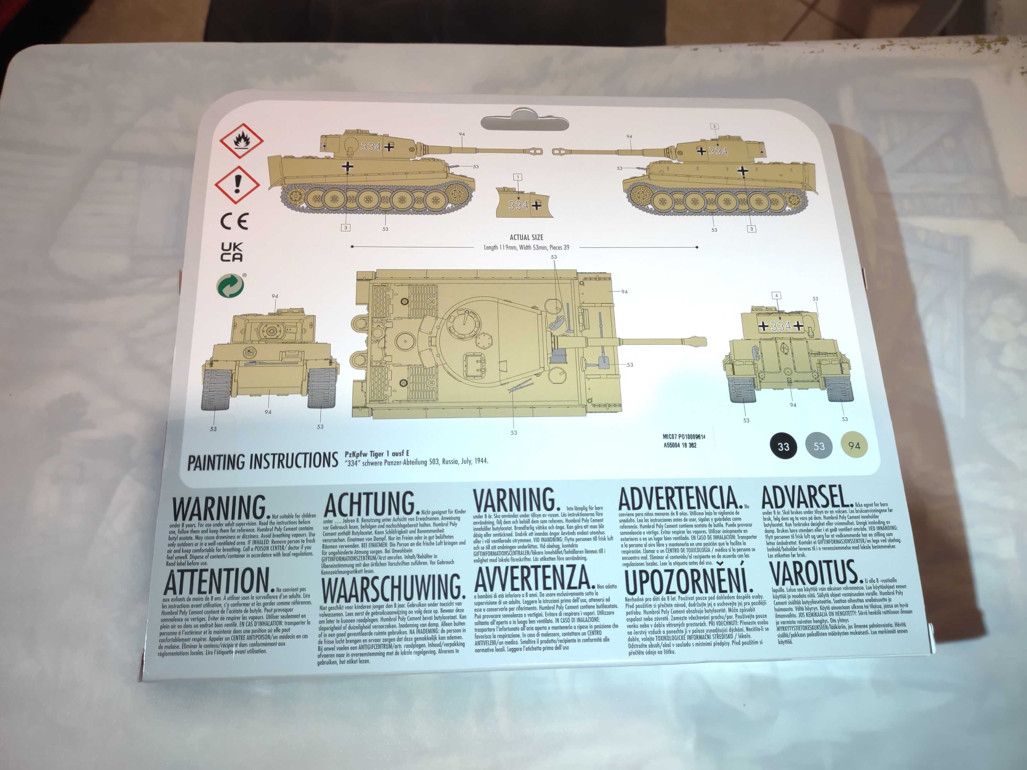 TIGER I model do sklejania Airfix A55004 starter set 1:72