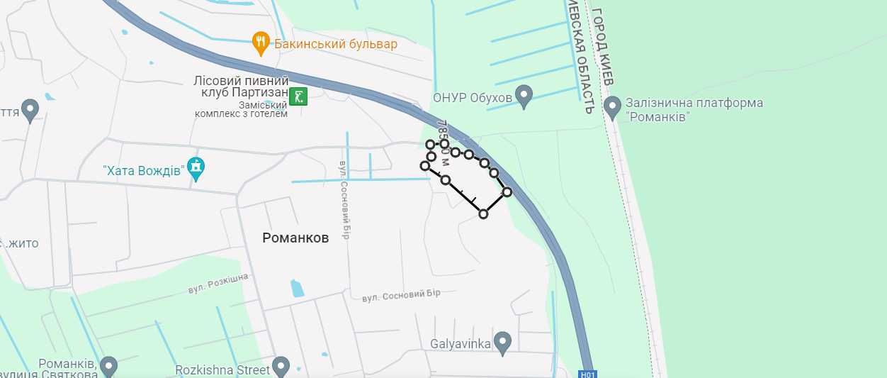 Дніпровське шосе, продаж земельноі ділянки 3 Га під житлову забудову