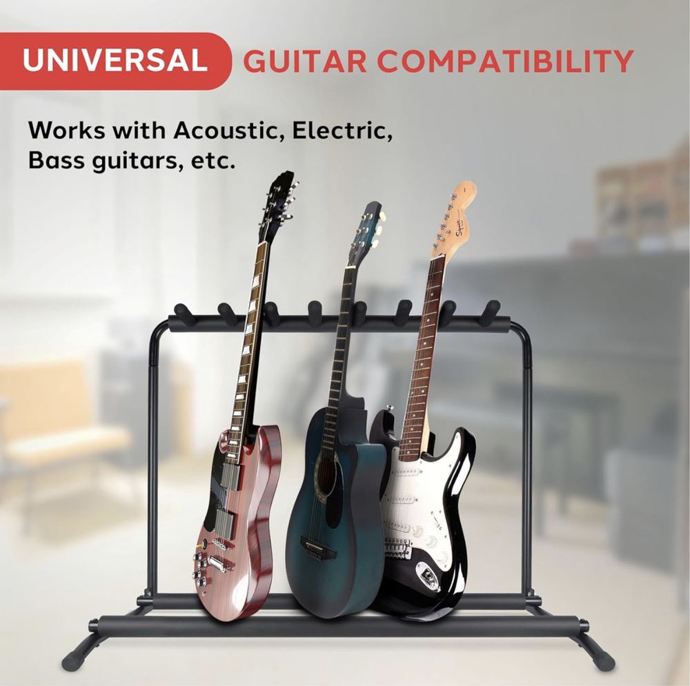 Nowy PYLE stojak uniwersalny na gitarę, wieszak, gitary, 7 miejsc!