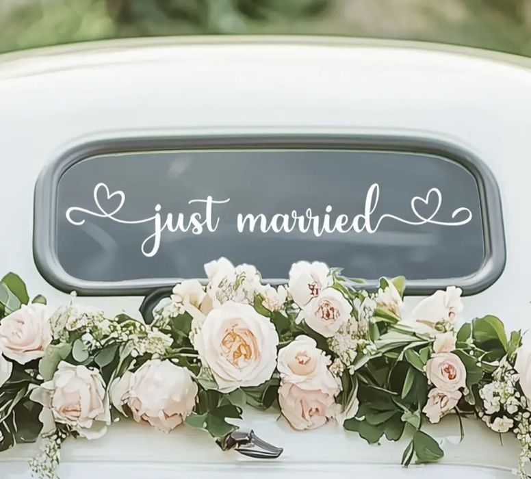 Nowa dekoracja ślubna winylowa naklejka na samochód Just married