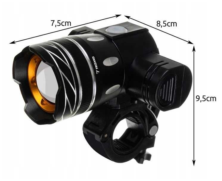 Mocna Lampka T6 ZOOM Przód + Tylne Światło Rower * VideoPlay Wejherowo