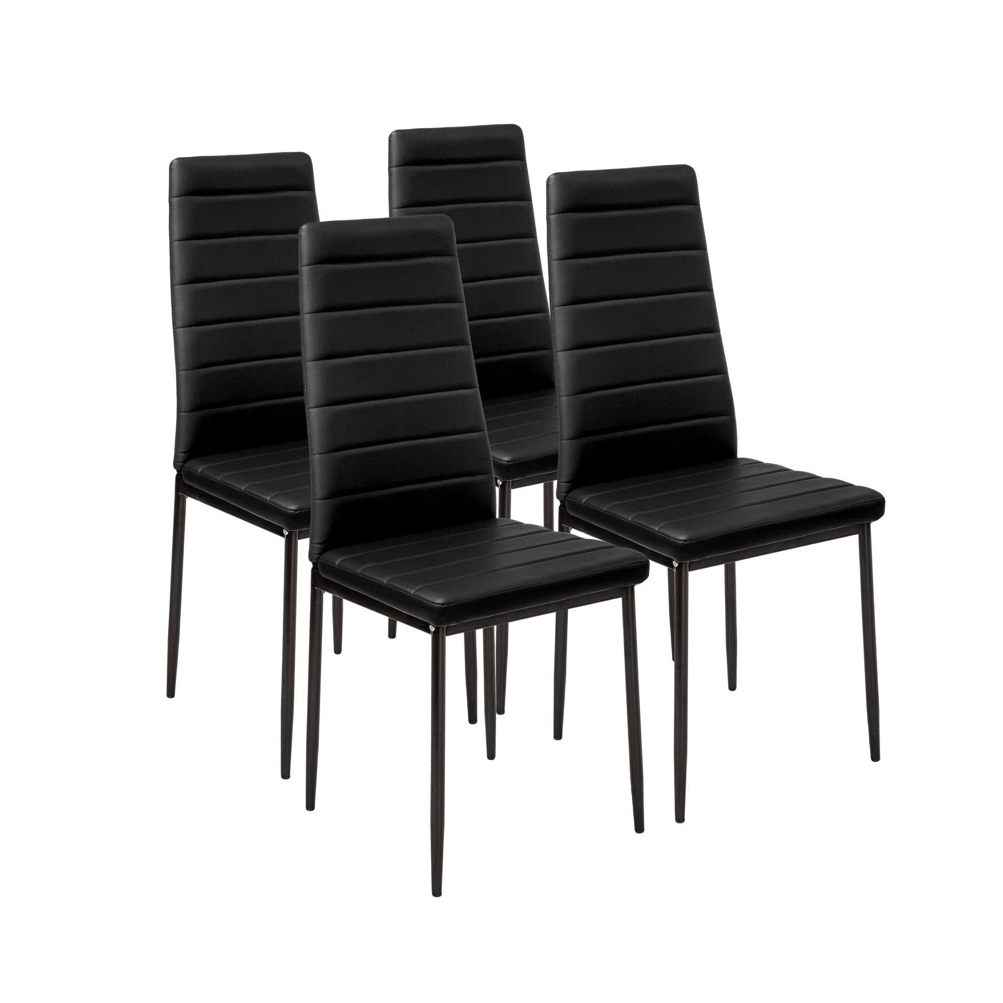 4 x Krzesło Tapicerowane Krzesło do salonu Czarne - Meble - OKAZJA