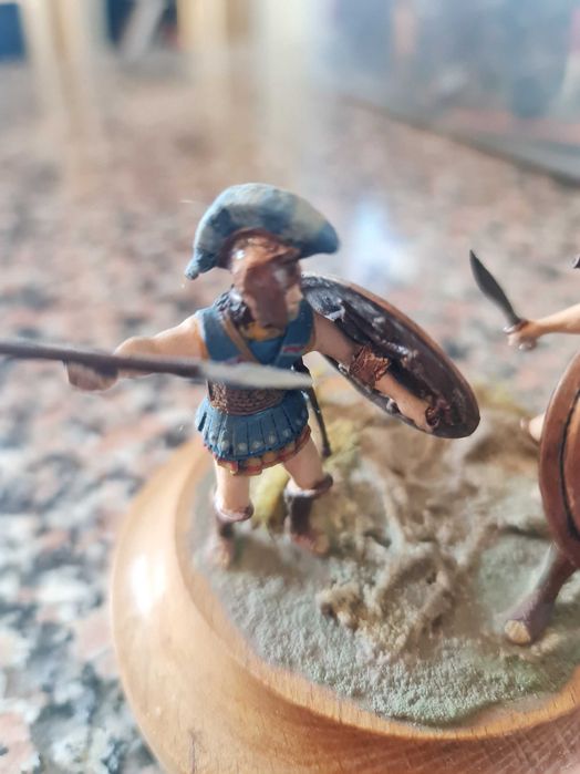 Soldados de chumbo - Diorama  de combate grego - pintado à mão.