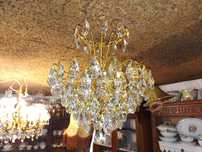 Lustre Cristal Banho Ouro 3 Lâmpadas