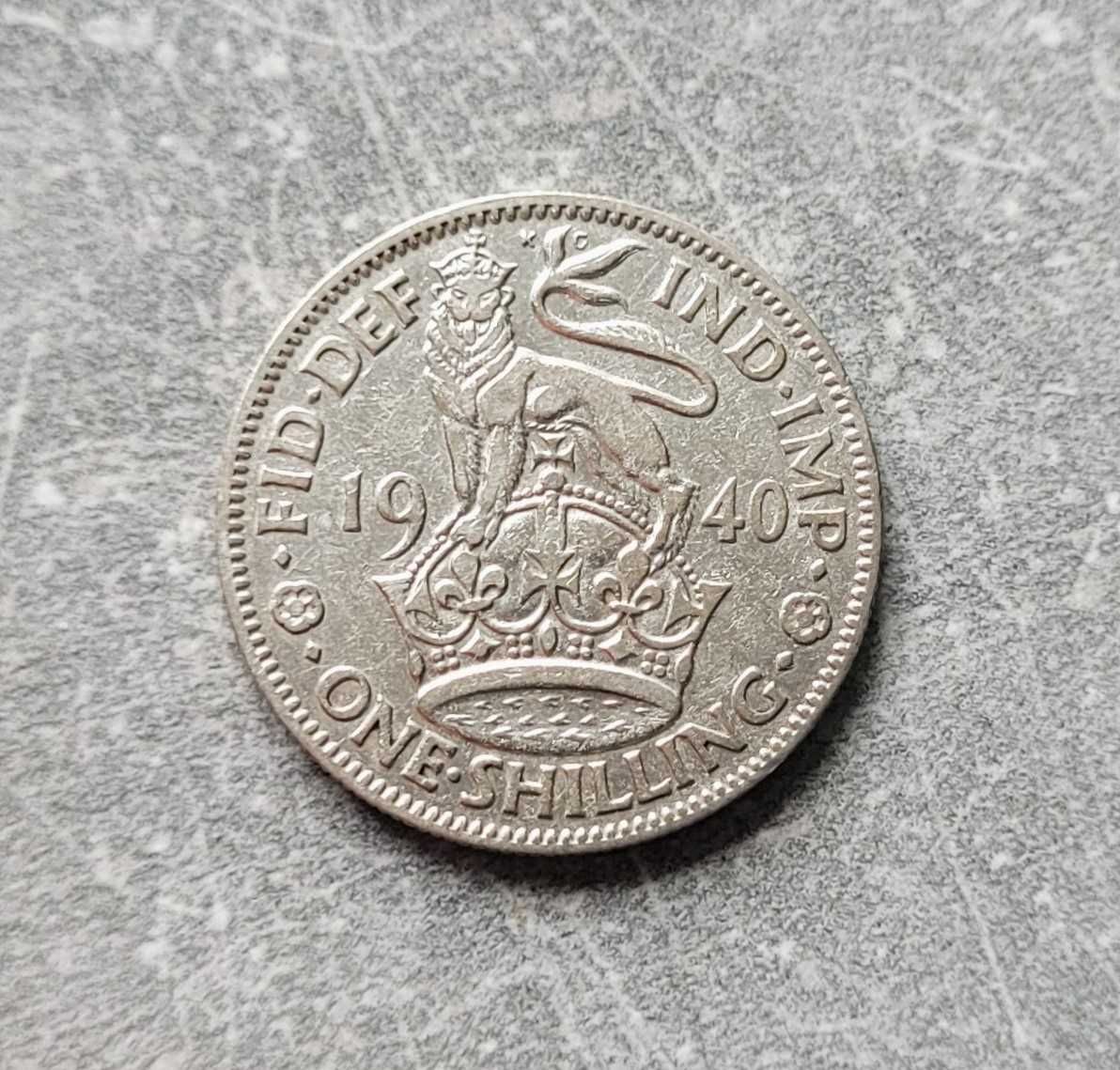 174) ANGLIA srebro - 1 Shilling - 1940 r. Jerzy VI