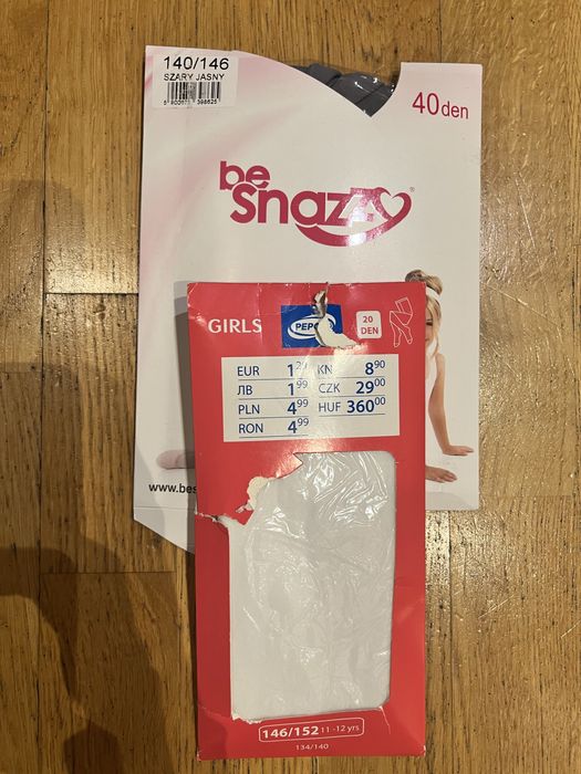 Rajstopy smyk szare 40den rozmiar 140/146 i białe 20den 146/152