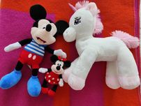 Zestaw maskotek myszka Mickey, Myszka Minnie, Jednorożec