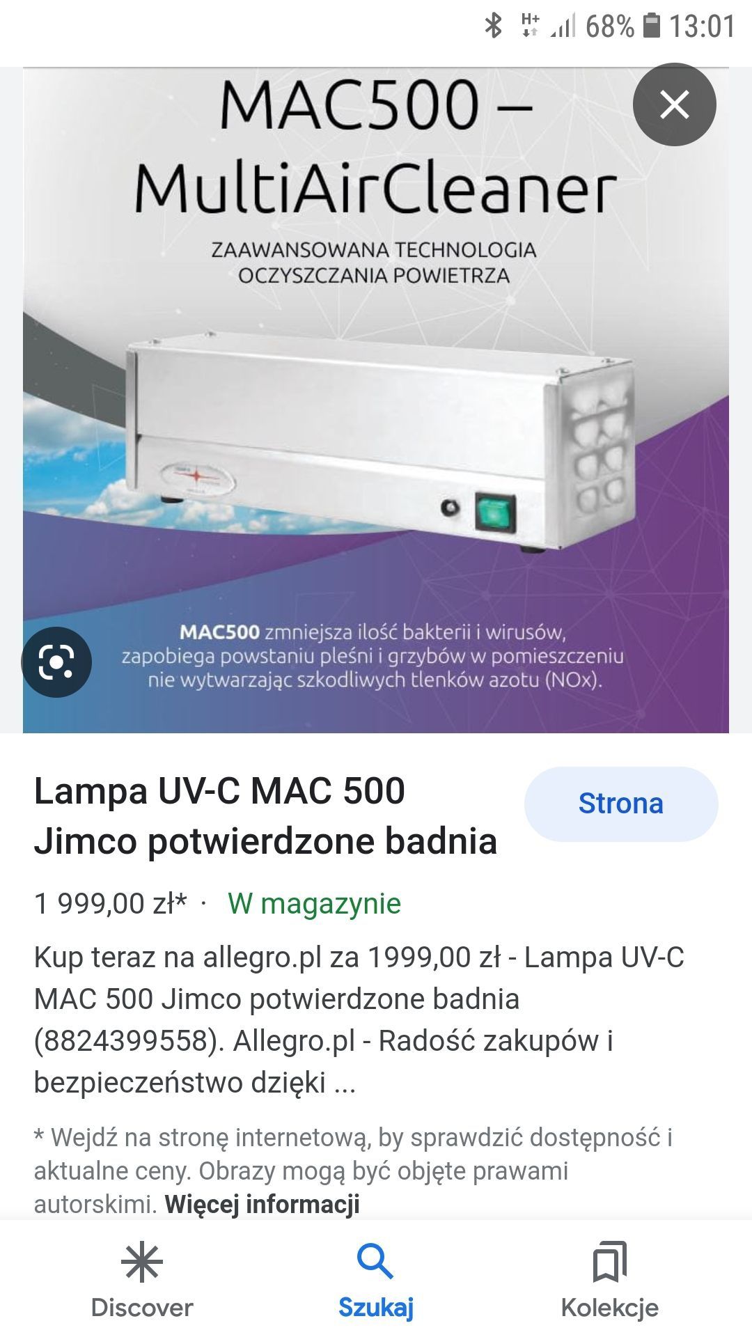 Jimco MAC 500 lampa uv-c ozonator