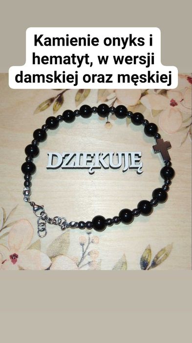 Bransoletka na rękę różaniec z kamieni, damska, komunia, dzień matki