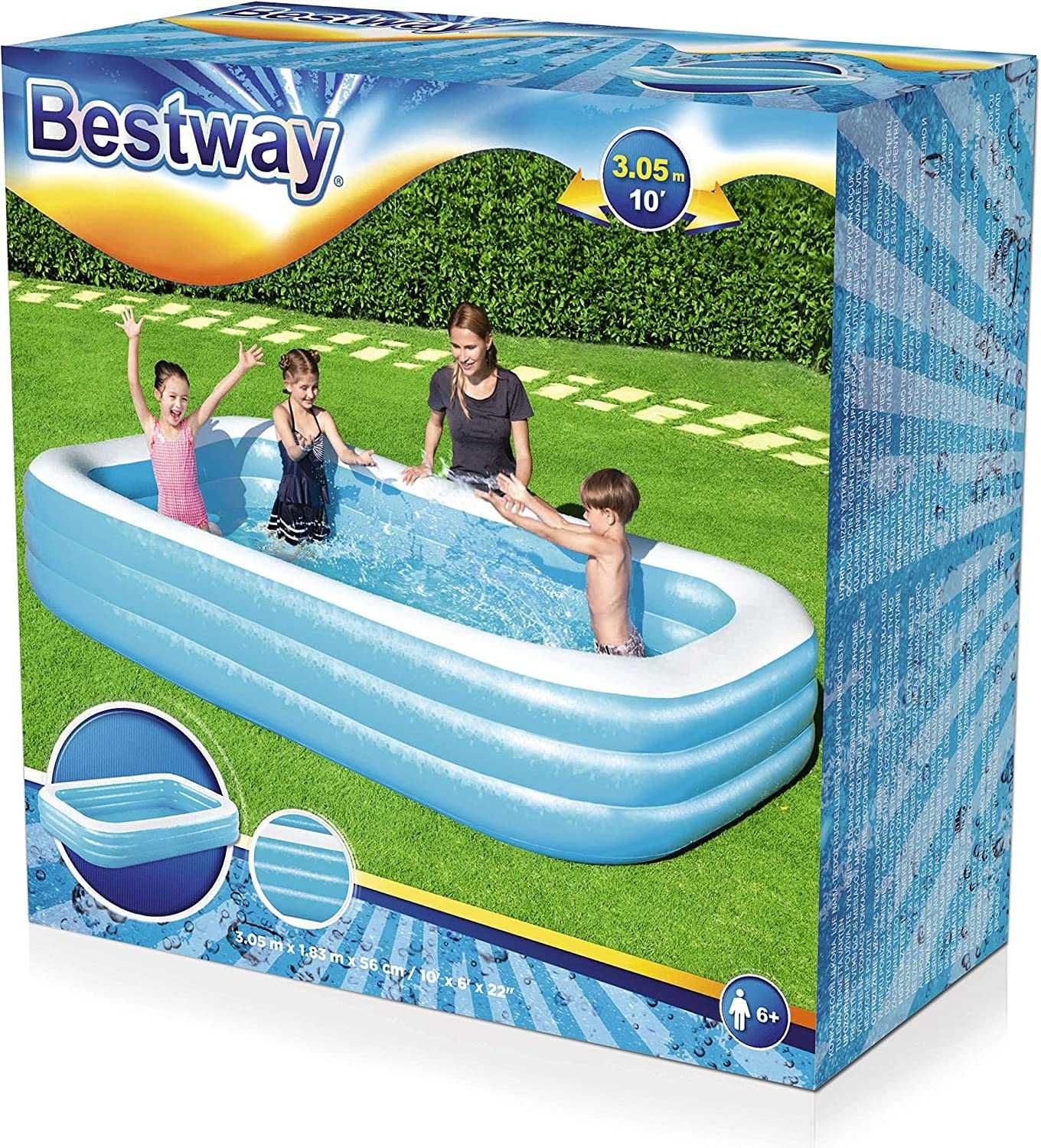 бассейн Блакитний прямокутний басейн Bestway 3,05 м x 1,83 м x 56 см