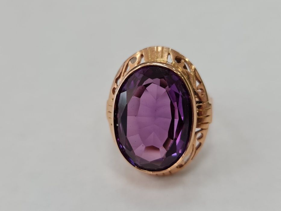 Aleksandryt! Wyjątkowy złoty pierścionek/ 585/ 13.08 gram/ R18
