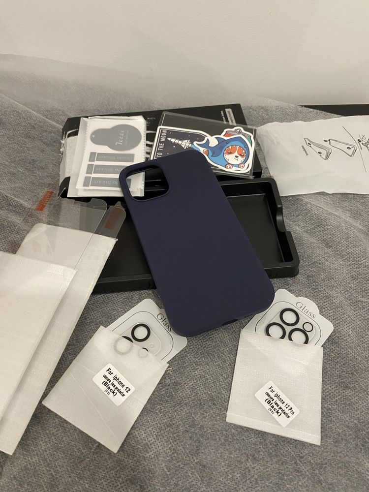 Etui do iphone 12/12 pro, 2 szklła ochronne i 2 ochroniacza obiektywu