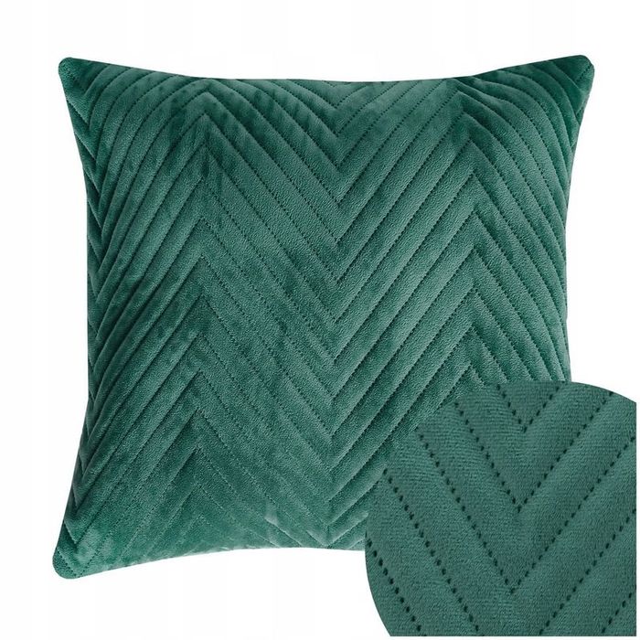 Poszewka na poduszę 45x45 Welurowa velvet pluszowa Jodełka Caden Zielo