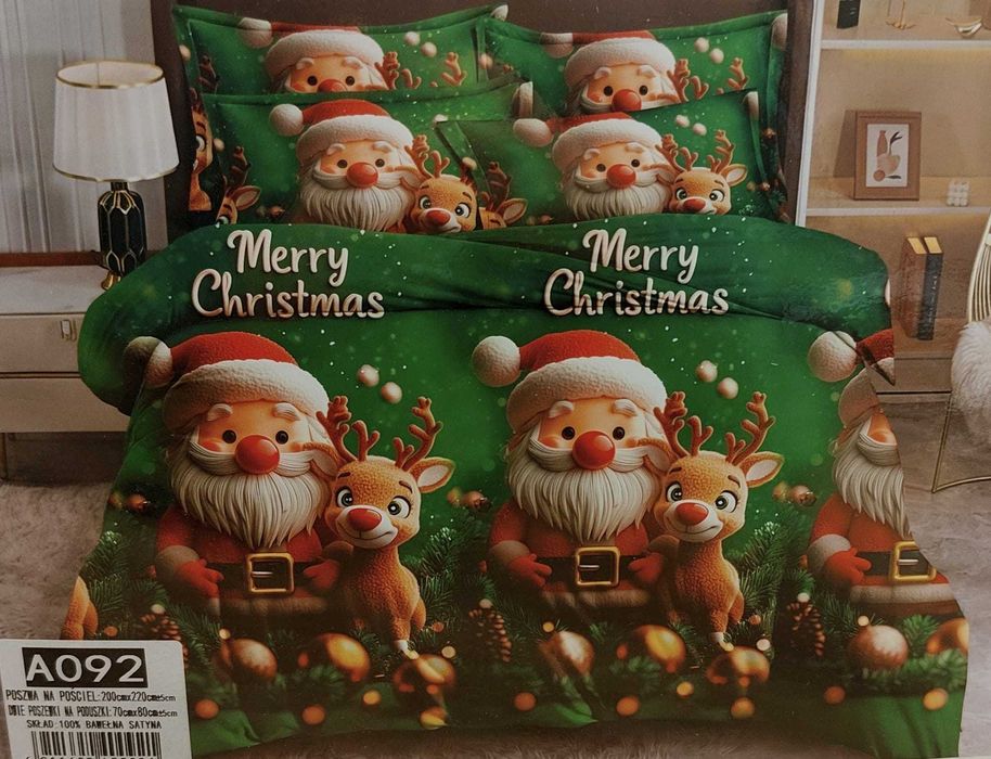 Pościel świąteczna 160x200 Prezent na Mikołajki Boże Narodzenie
