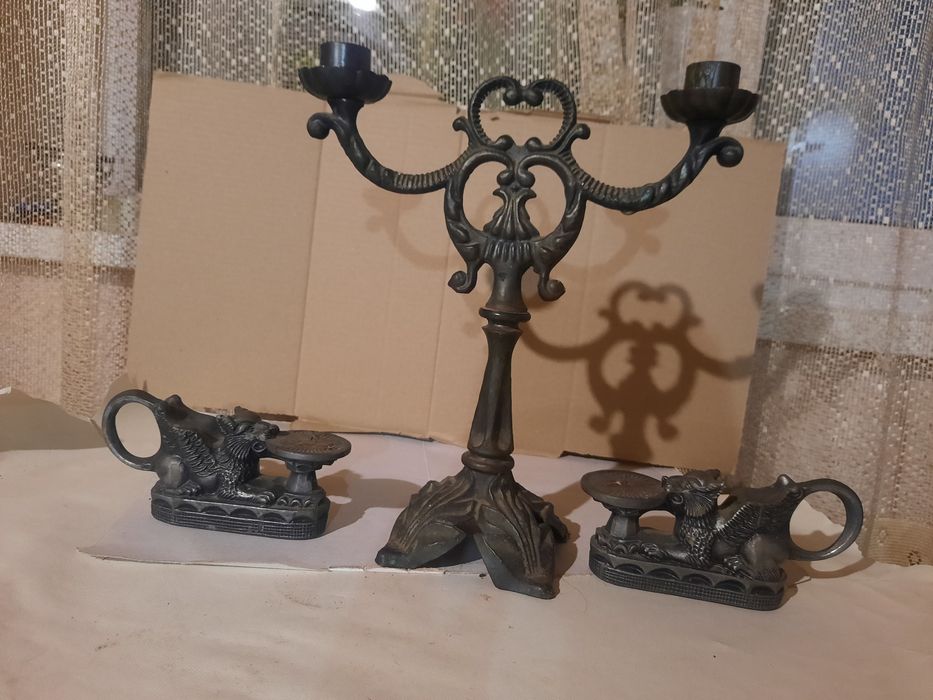 Силуміновий канделябр та підсвічники