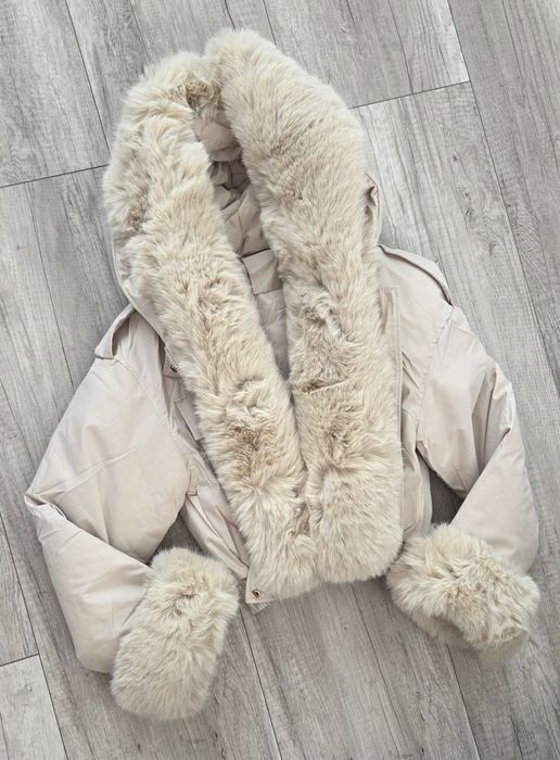 Cudo !! Nowość bogate obszycie xxl kurtka bomberka zimowa mis futro