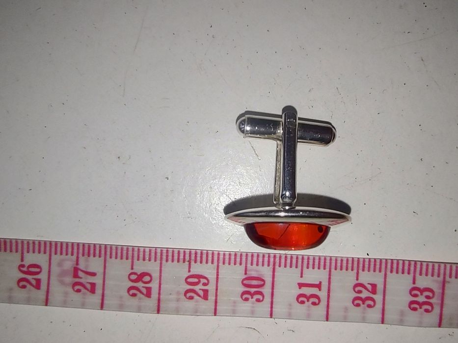 Spinki do mankietów bursztyn baltycki srebro